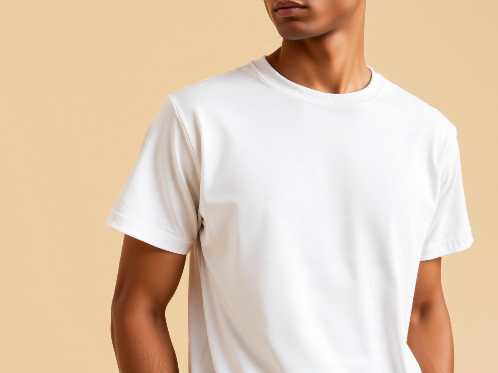 Model wearing a premium white t-shirt